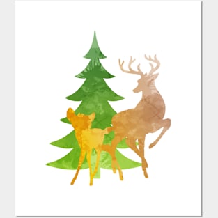 Christmas Deer Inspired Silhouette Posters and Art